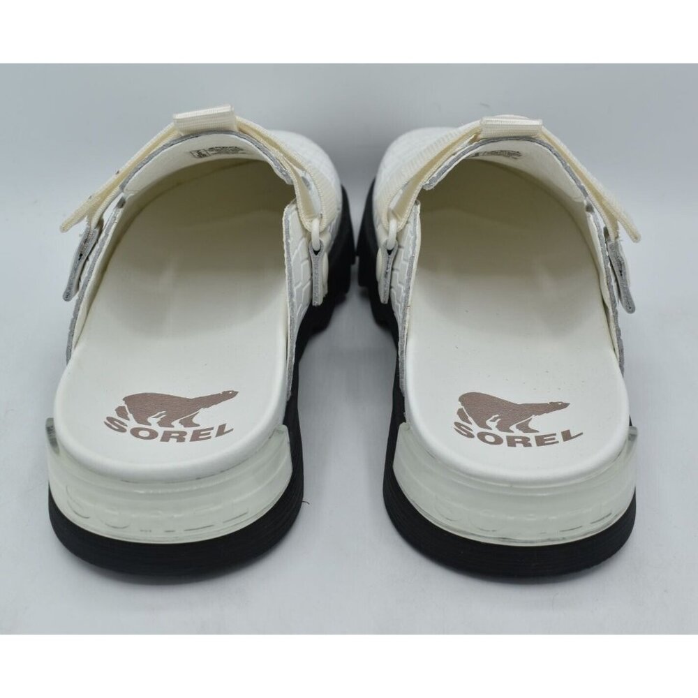 Sorel Womens Size 7.5 Viibe White Black Sea Salt Gum Slip On Croc Embossed Clogs - Picture 4 of 12